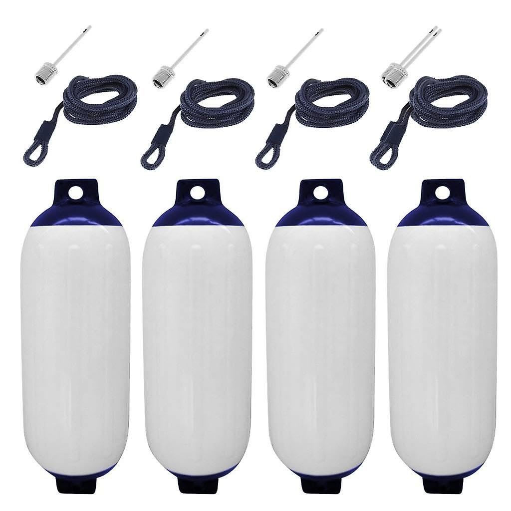 Pack 4 defensas PVC Azules y Blancas con Cuerdas, G0 11 x 40 cm