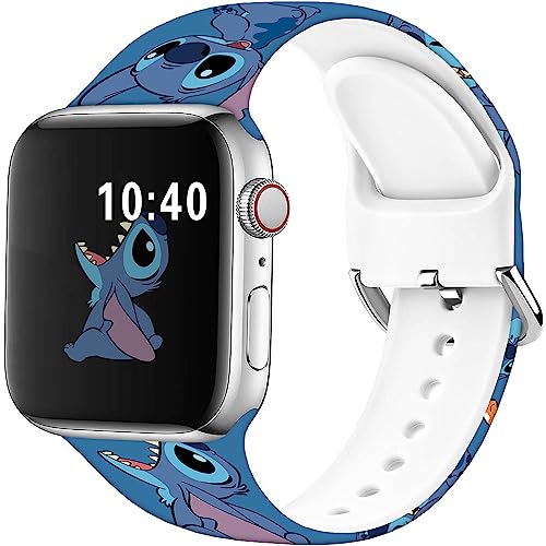 Hepsun Compatible with Apple Watch Band Stitch Lively 38mm 40mm 41mm,Soft Silicone Magic Fancy Strap Compatible with iWatch Series SE 9 8 7 6 5 4 3 2 1 Kids Men Women