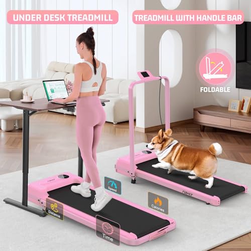 Image of FUNMILY Walking Pad Treadmill with Incline and Handle Bar, Foldable Treadmill for Home Office, Folding Walking Pad Treadmills with Remote Control, LED Screen