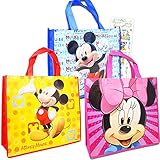 Disney Mickey Mouse Tote Bags Value Pack -- 3 Reusable Tote Party Bags (Featuring Mickey and Minnie Mouse), Bonus Sticker