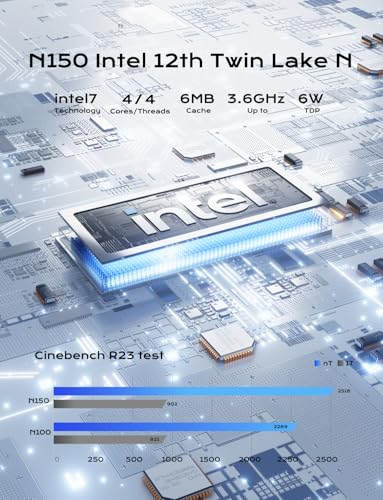 Image of MINISFORUM Mini PC UN150P Twin Lake N150 Micro Computer, 16GB RAM+512GB SSD, 2xHDMI TMDS /1xUSB-C 4K Triple Display, 4X USB3.2, 2.5inch SATA HDD Slot, SD Card Slot Intel UHD Graphics Small Form Factor