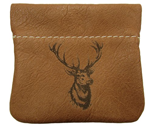 North Star Men's Leather Squeeze Coin Pouch Change Holder (3.25 X 3 X 0.25 Inches, Deer Tan)