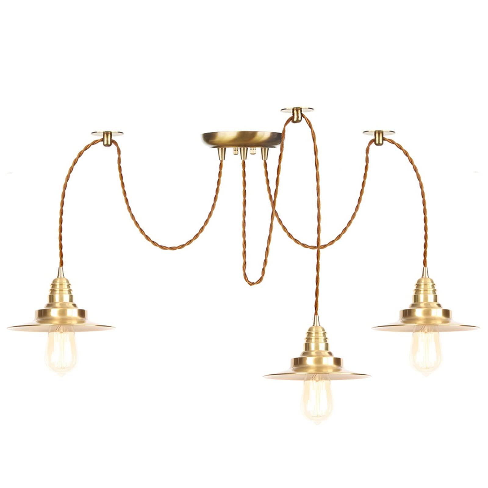 Lustre doré moderne en laiton à hauteur réglable, plafonnier suspendu 3 ou 10 lumières chic