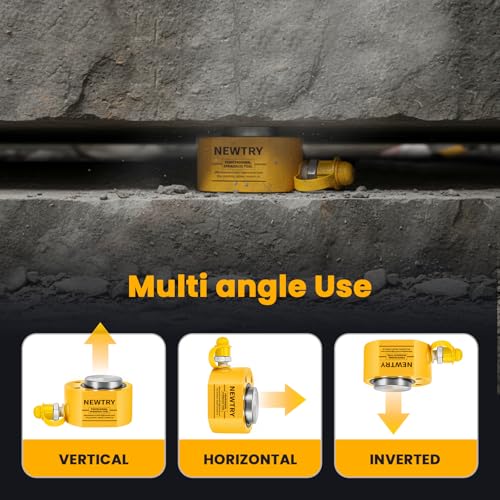 Image of NEWTRY 5T Low Profile Hydraulic Jack Porta Power Kit + CP-180 Manual Hydraulic Hand Pump, Industrial Mini Hydraulic Cylinder, Stroke 0.24 inch