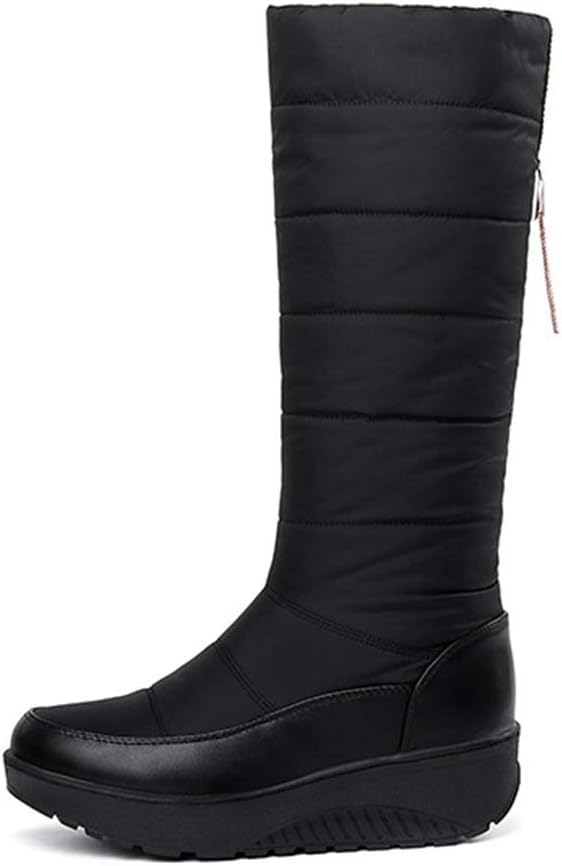 MIOKE Women's Winter Mid Calf Snow Boots Waterproof Rain Warm Fur Lined Platform Fashion Tassel Snow Boot