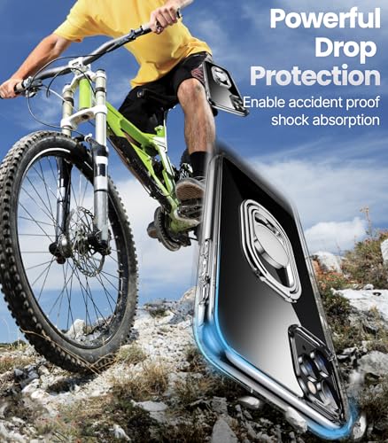 Image of SHIELDS UP for iPhone 11 Pro Back Cover with Stand, Phone Case Clear with Double Ring Holder [Adjustable & Foldable] Shockproof Protective Cover for iPhone 11 Pro 5.8 inch - Clear