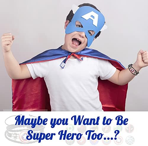 Super Hero Bracelets with 5Pcs Replacement Pendants, Adjustable Avenger Leather Braided Bracelet for Adults and Children Captain America Iron Man Spider Man for Birthday Present Marvel Lovers