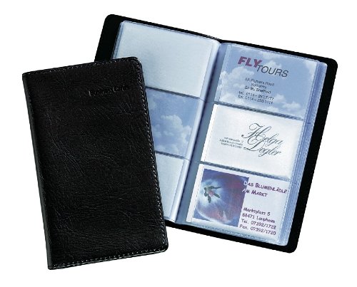 Tarjetas de visita sin pérdidas usando el tarjetero negro Sigel VZ171 de oficina