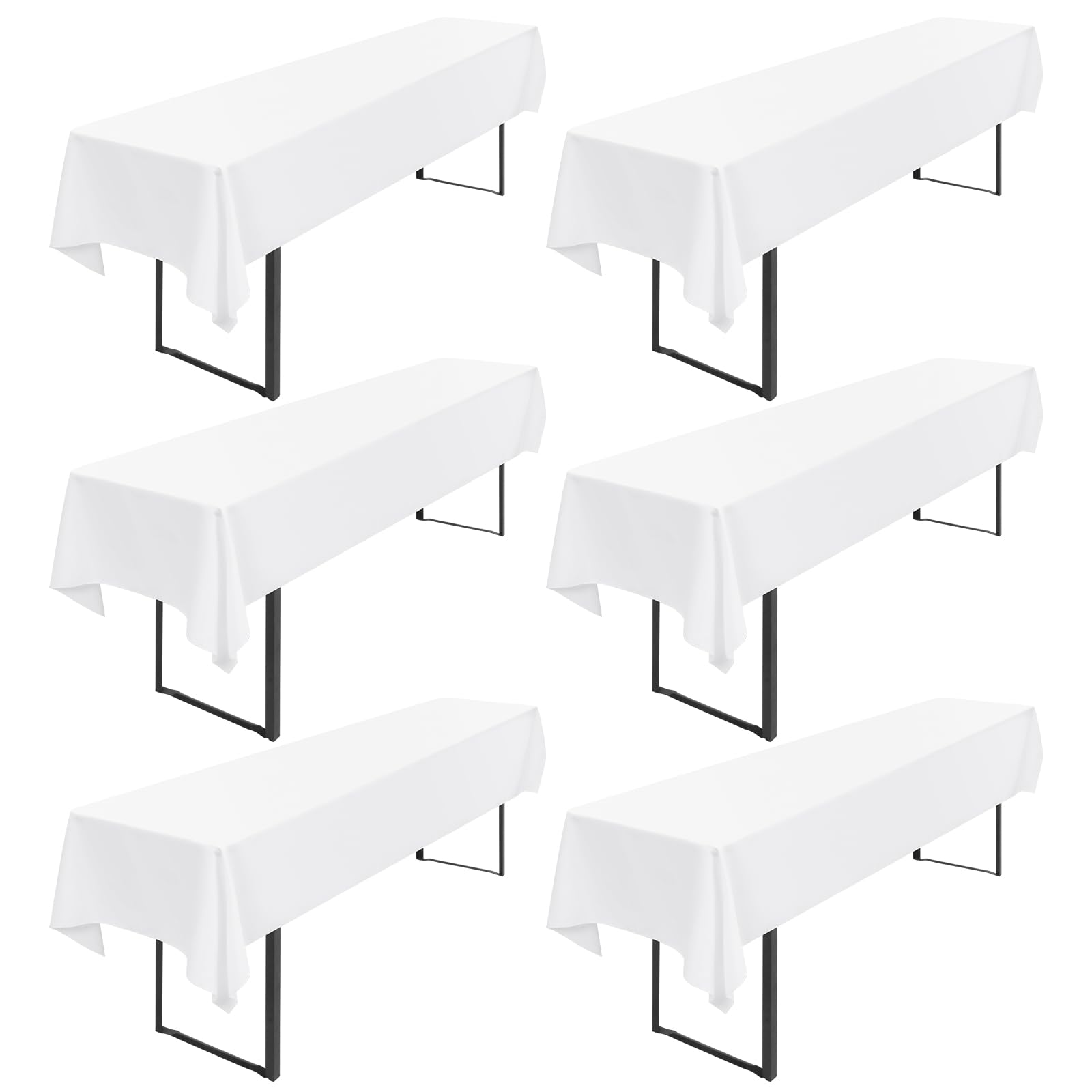 Pesonlook Paquete de 6 manteles de Mesa de Cerveza Blanca, 250 x 100 cm, Mantel Universal para Mesa de Cerveza de 50 cm y 70 cm, Mantel Rectangular de poliéster Lavable para Fiestas al Aire Libre | Mantel universal para mesa de cerveza de 50 cm y 70 cm, l