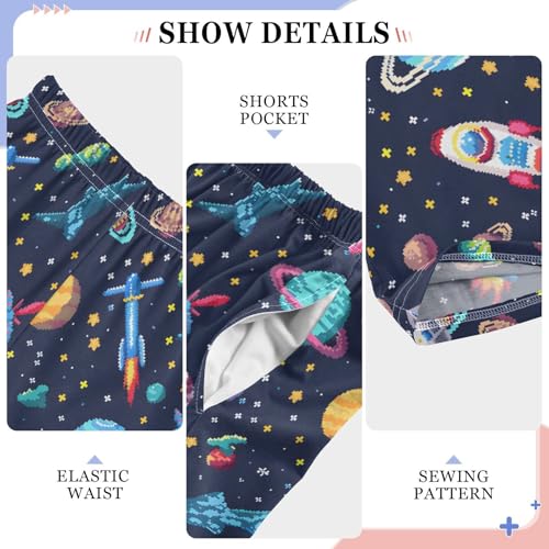 ALAZA Space Stars Rockets Stars Pajamas Bottoms with Pockets Comfy Pjs Sleepwear Elastic Waistband Pajamas Pants Lounge Pants for 6-14 Years4
