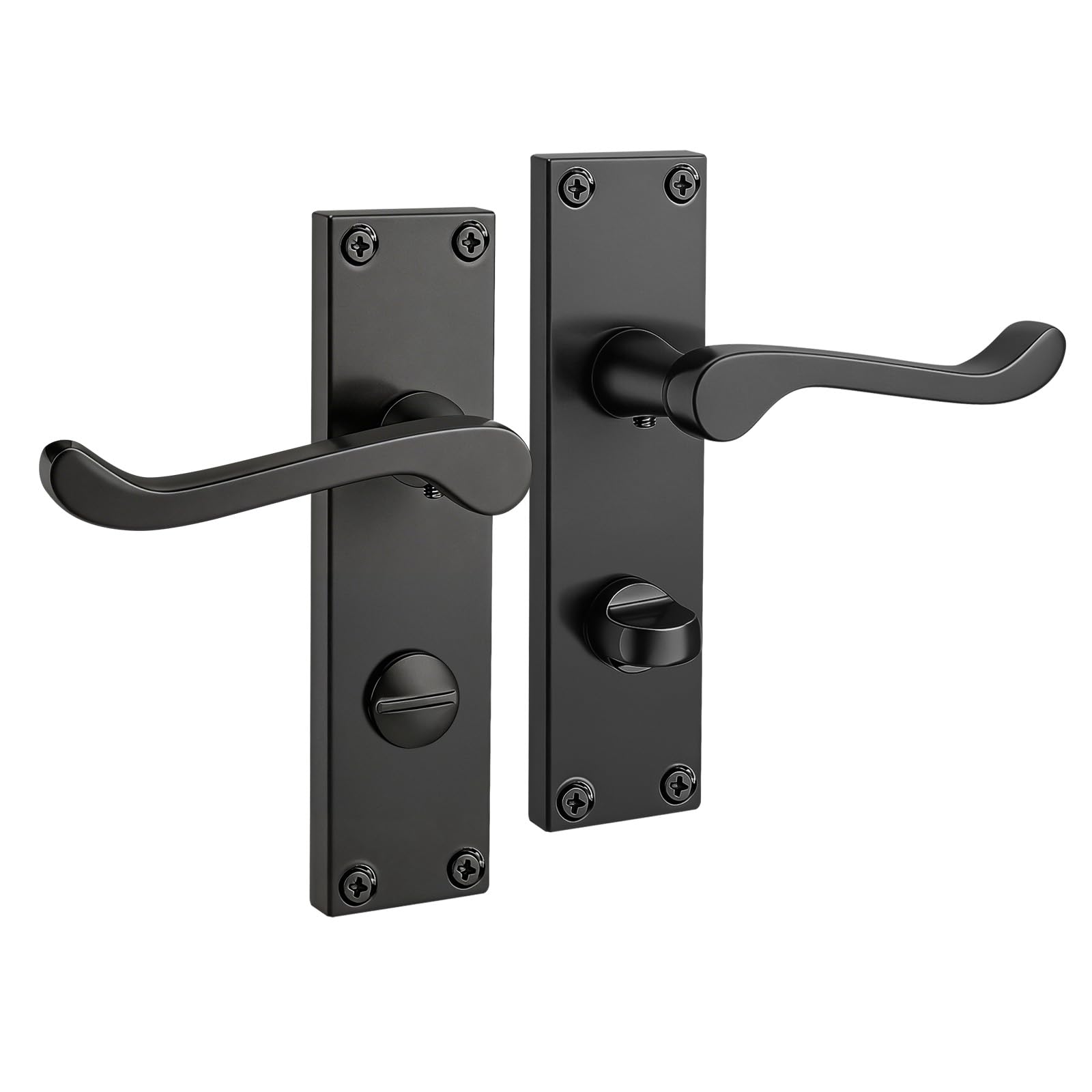 Brotima Black Victorian Scroll Privacy Door Handles-1 Pair,Black Door Handles,Interior Door Lever for Bathroom