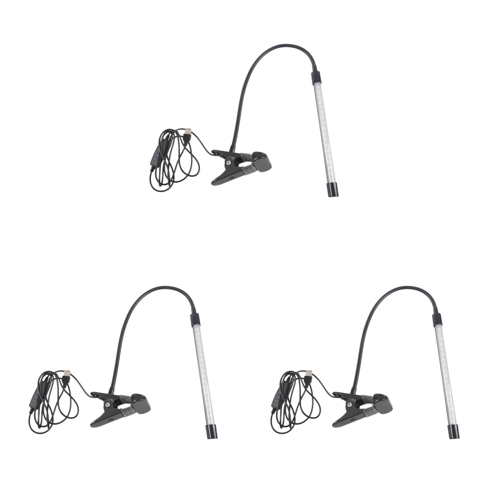 3X 8W LED Clip en Lámpara,Luz de Escritorio con 3 Modos 2M Cable Dimmer 10 Niveles Luces de Mesa de Pinza