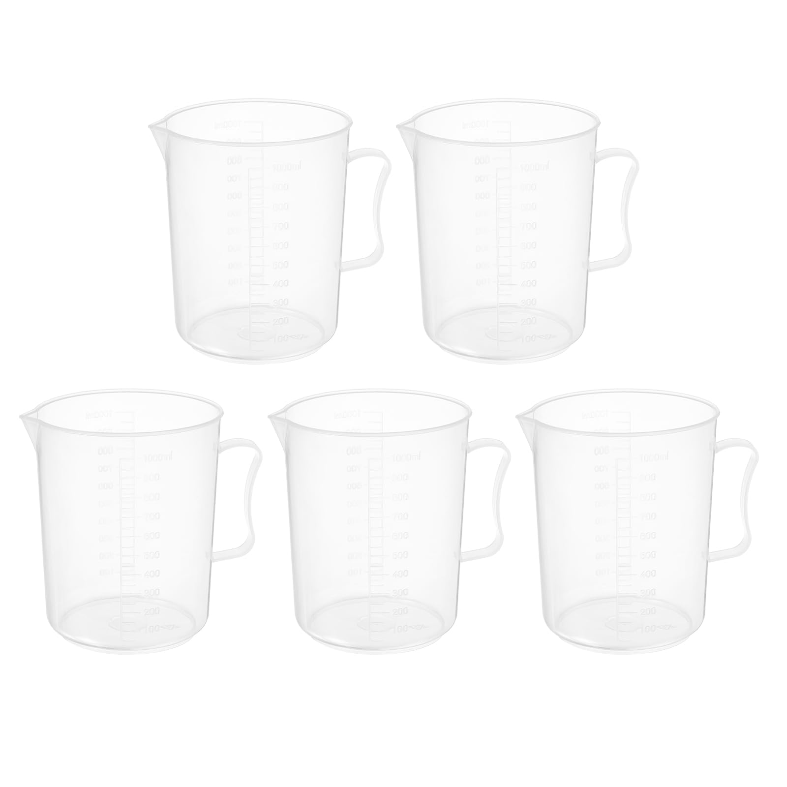 PATIKIL Tazas De Medición De 1000ml, 5 Piezas De Vasos De Policarbonato Graduados Con Asa Y Pico Para Experimentos De Laboratorio, Cocina Y