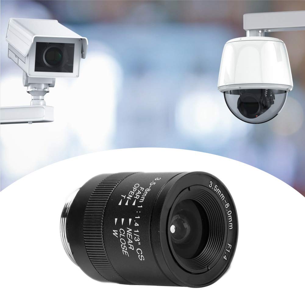 Obiettivo per Telecamera di Sicurezza, Lunghezze Focali da 3,5 Mm a 8 Mm, Lente di Apertura Manuale per Telecamera CCTV in Lega di Alluminio 720P CS-Mount F1.4