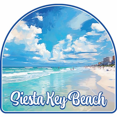 Siesta Key Beach Florida Oceanfront Design Souvenir Decorative Flat Magnet 3-Inch