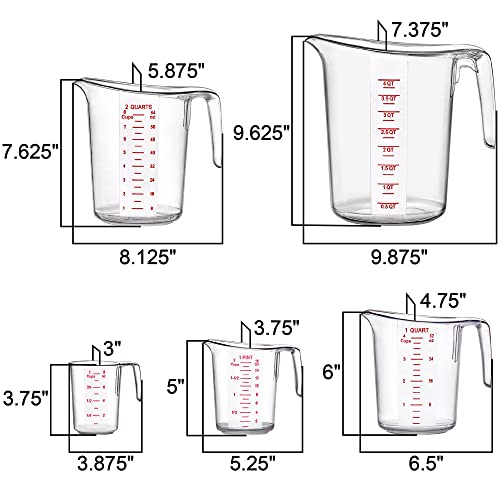 Image of Amazing Abby - Melissa - Plastic Measuring Cups (5-Piece Set), Food-Grade Measuring Jugs, 1 /2 /4 /8 /16-Cup Capacity, Unbreakable, Stackable, Dishwasher-Safe, Great for Oil, Vinegar, Flour, and More