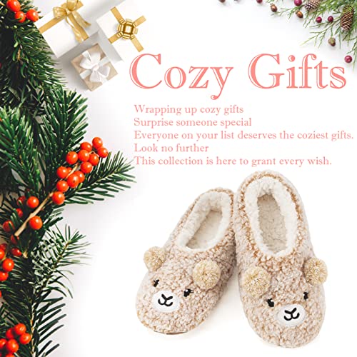 Image of The Metluks Cute Animal House Slippers, Warm Fuzzy Slipper Socks with Grippers Non Slip, Cozy Funny Gifts
