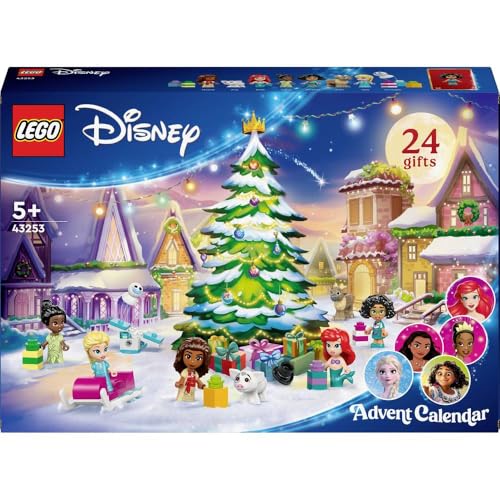 LEGO Disney Princess Calendrier de l'Avent 2024 - Jouet Festif avec 5 Micro-poupées - Set de Construction pour Enfants sur Le Thème de Noël - Cadeau pour...