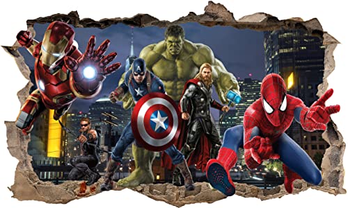 Wthh Superhero Wall Decal, Removable Vinyl Stickers For Kids Rooms, Bathrooms And Playrooms| Peel And Stick Wallpaper| Fun And Colorful Wall Decor - 36 "X23" #TOP1