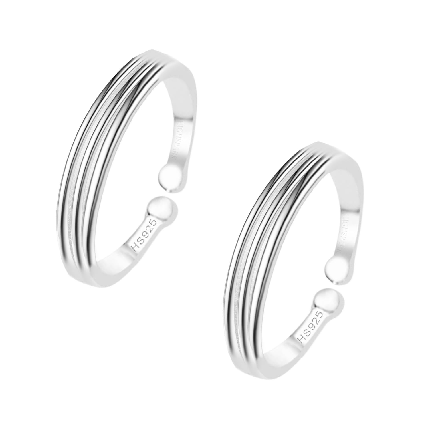HighSpark 92.5 Sterling Silver Toe Rings for Women | 92.5 Sterling Silver Adjustable Contemporary Style & Stunning Shine | Lovely Gift