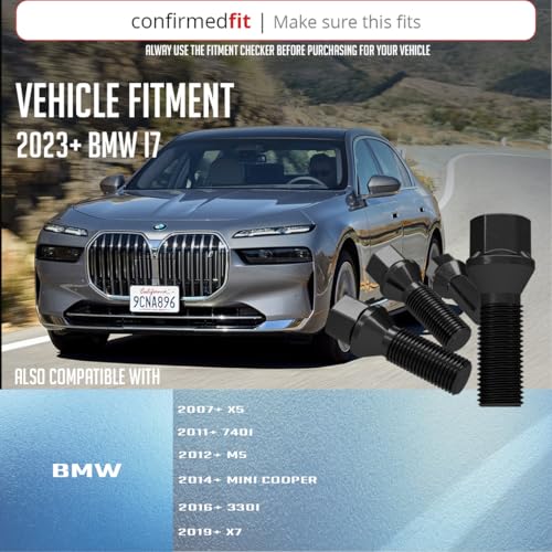 Image of Wheel Accessories Parts 20 Pcs Lug Bolt Set M14 x 1.25 14x1.25 Thread Acorn Seat Lug Bolts Black Finish 33mm Shank Length 17mm Hex fits BMW 3, 4, 5, 7, 8 Series, M2, M4, M5, M8, X5, X6, X7