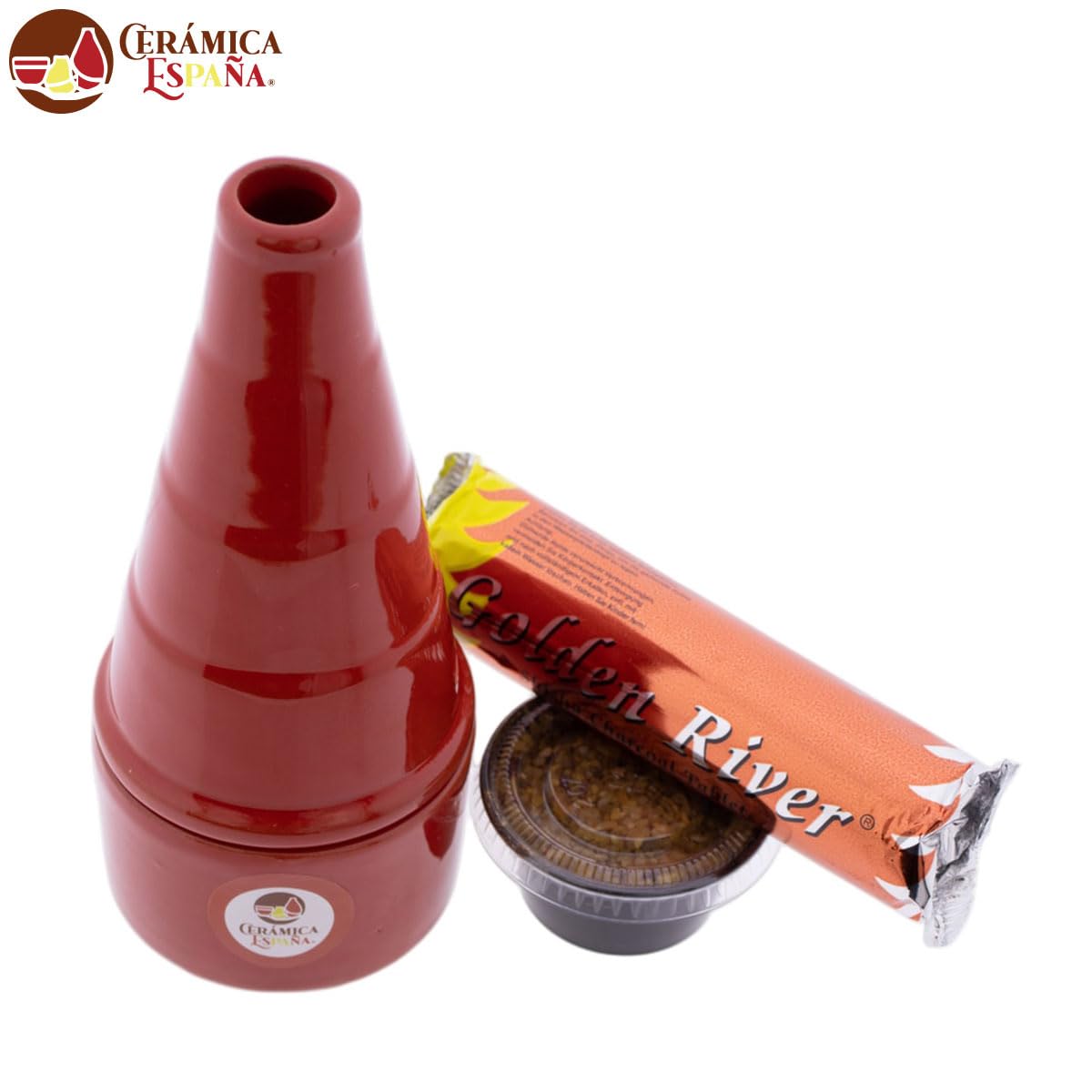 CERÁMICA ESPAÑA® | Incenso a camino rosso | Incensieri religiosi | Incensieri in argilla | Incenso Pasqua | Bruciatore profumo | 8 x 8 x 18 cm | Accessori inclusi