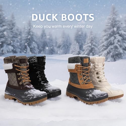 STQ Women's Duck Boots Waterproof Winter Snow Boot Warm Cozy for Cold Weather Non Slip2