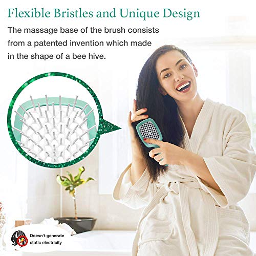 Janeke Superbrush Detangler Brush Anti-Static Hairbrush Easy For Wet Or Dry Use Flexible With Nylon Bristle Great For All Hair Types - Long Thick Curly -The Original Italian Patent (Tiffany) #TOP1