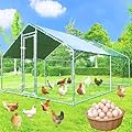 Large Chicken Coop Metal Chicken Runs for Yard with Cover Outdoor Pet Pens Poultry Cage Duck Rabbit House Backyard Use