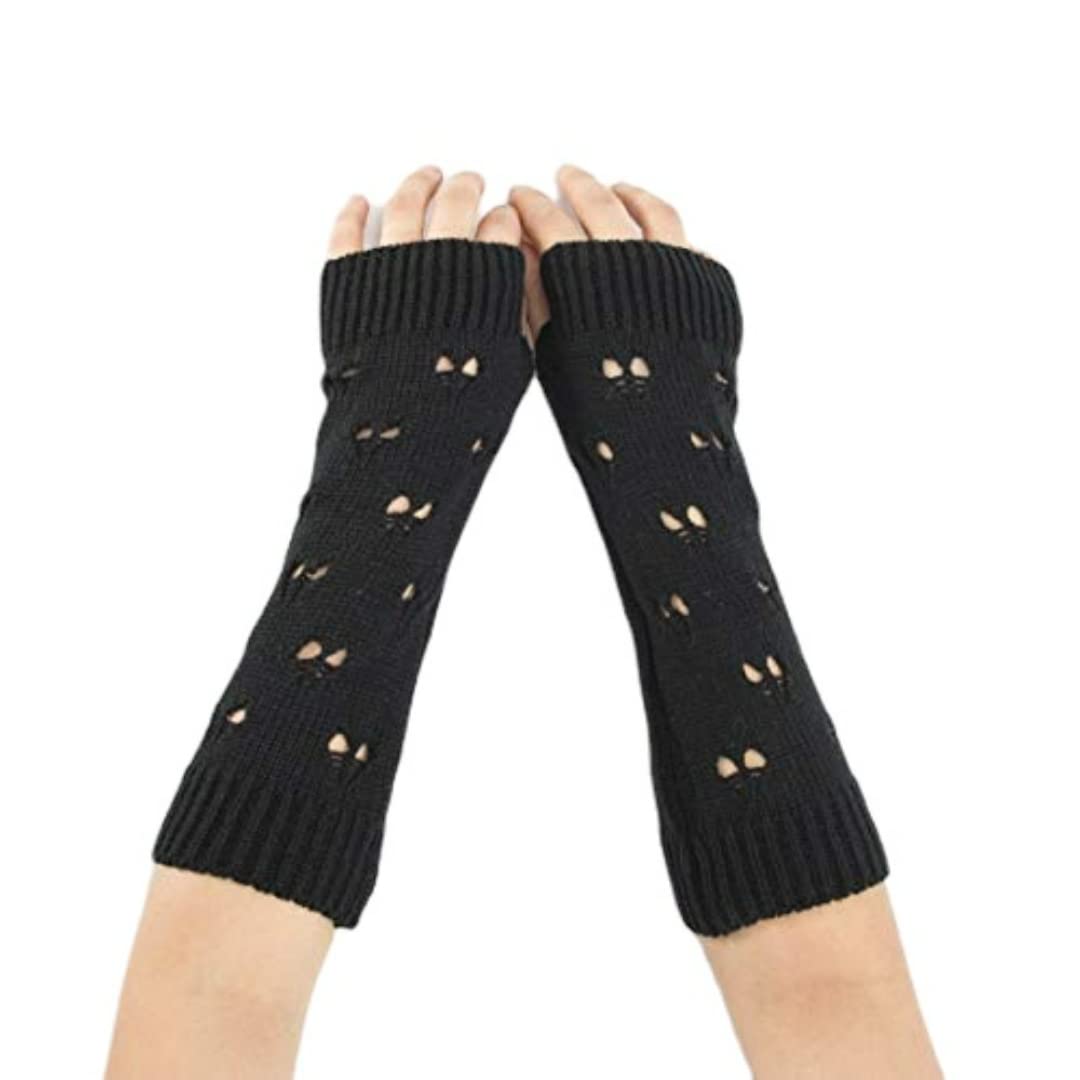 Ggoob Men's Black Fairy Gloves Ripped Crochet Glove, Grunge Aesthetic, Medium