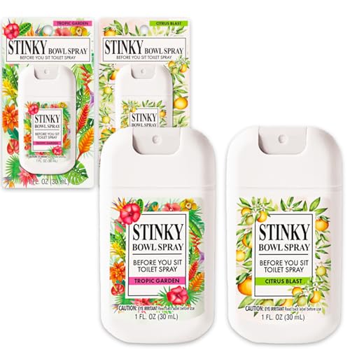 Stinky Bowl Spray 2 Pack - Bundle with 1 Oz Bottles of Before You Go Bathroom Spray in Tropical Garden and Citrus Scents | Toilet Bowl Mist Odor Eliminator