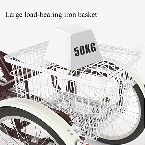 Dreirad für Erwachsene, 20 Zoll, Trike, Fahrrad mit Einkaufskorb, 3-Rad-Fahrrad für Senioren, Frauen, Männer, Trikes, Freizeit, Einkaufen (rot) – Bild 3