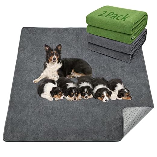 LOOBANI 2 Packs Extra Large Reusable Dog Mat for Floor, Non-Slip Washable Pee Pads for Dogs, Fast Absorbent Pet Whelping Pads, Puppy Playpen Mat for Incontinence, Housebreak, Crate (72"x72"-Mix)