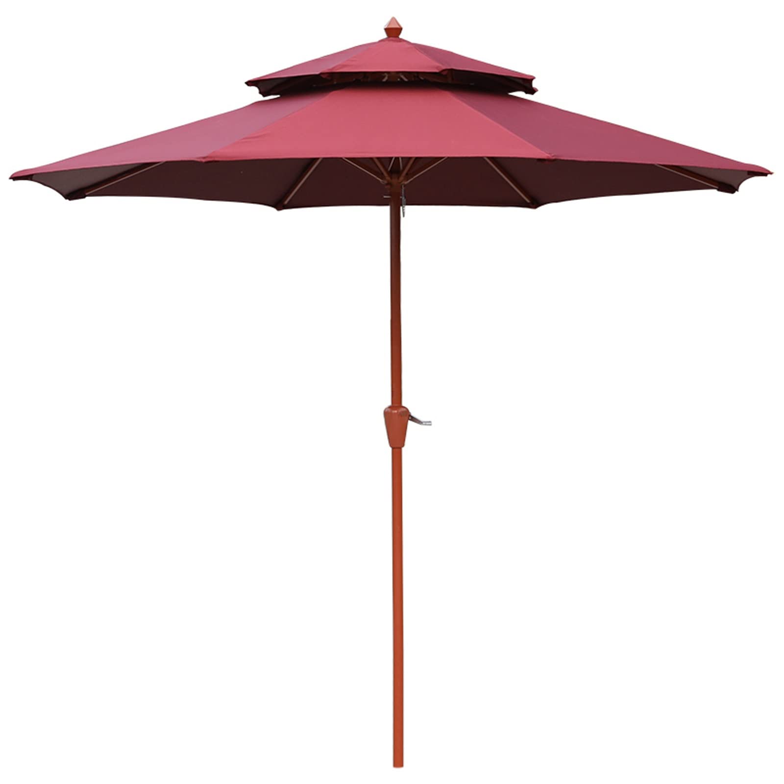 WDSOPK Garden Umbrella Parasol Sun 9Ft Outdoor with Crank Handle,Sun Protection Sturdy Ventilation,Outdoor Umbrellas for Patio,Without Base,for Beach,(Red-9FT)