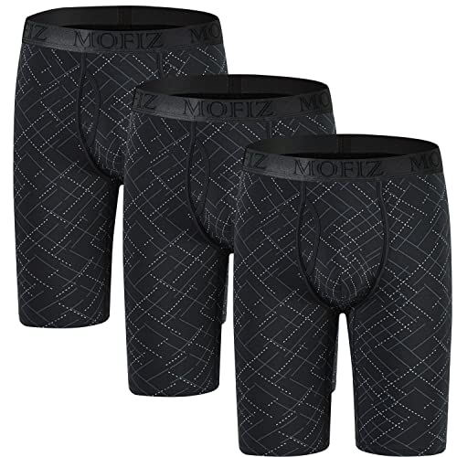 JINSHI Boxershorts Herren Unterwäsche Extra Langes Beine mit Gummiband Komfortable Retroshorts Männer Sport Unterhose Bunt 3er Pack Schwarz L Cover