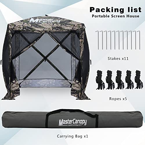 Image of MASTERCANOPY 6x6 Portable Screen House Room Pop up Gazebo Outdoor Camping Tent with Carry Bag (6x6,Camouflage)
