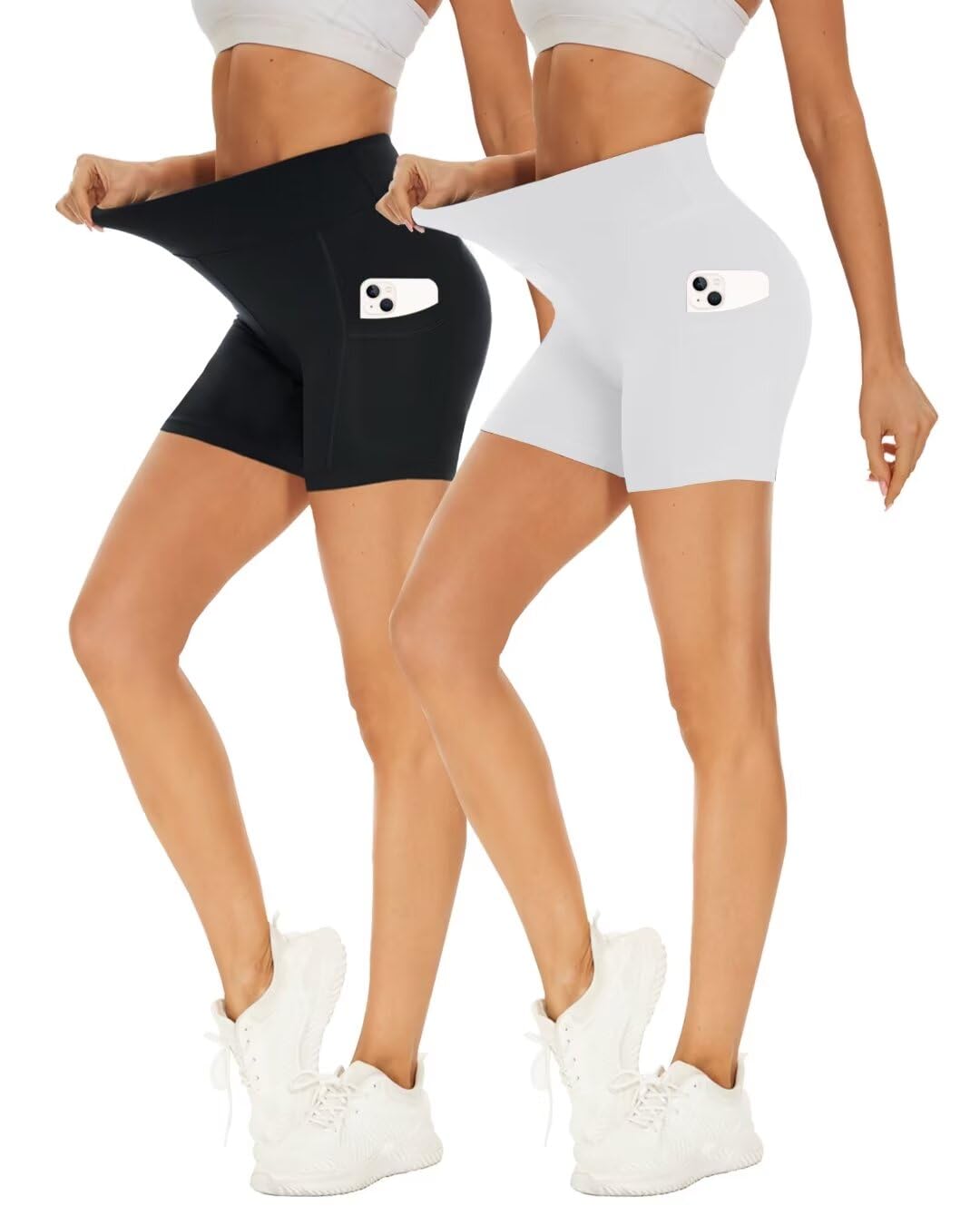 Missluck 2er Pack Radlerhose Damen Hohe Taille Kurze Sporthose Shorts Sommer Leggings Blickdicht Hotpants Unter Kleider für Yoga Sport