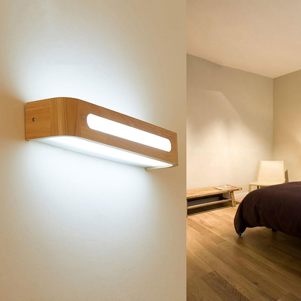 LED 10/12W Indoor Rubber Wood Wall Light Nordic Modern Creative Wall Sconces Lamp Used in Bedroom Bedside Living Room Wall Light Staircase Hallway Dining Room Makeup Mirror Lighting Fixture