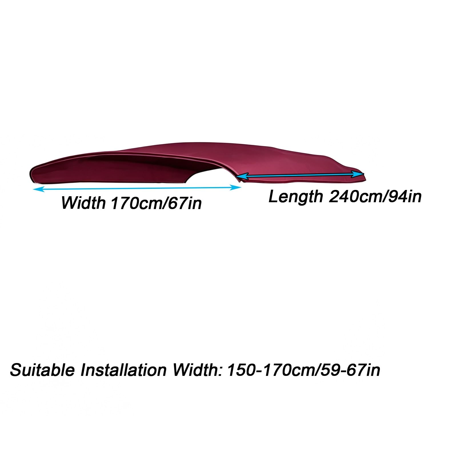 Wymienny Materiał na Bimini 4 Bow, Tkanina Oxford 900D, Technologia Barwienia Przędzy, Wzmocnione Krawędzie, Wymienny Materiał na Bimini Pontonowy do Pontonu, Wędkarski