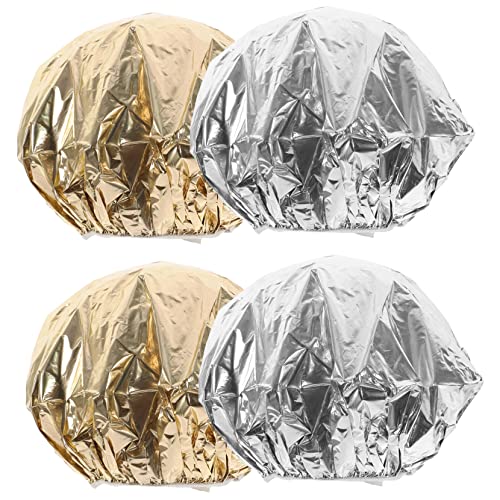 IWOWHERO Tin Foil Hair Caps Reusable Deep Conditioning Hair Coloring Hat Hair Processing Cap Set Salon Supplies