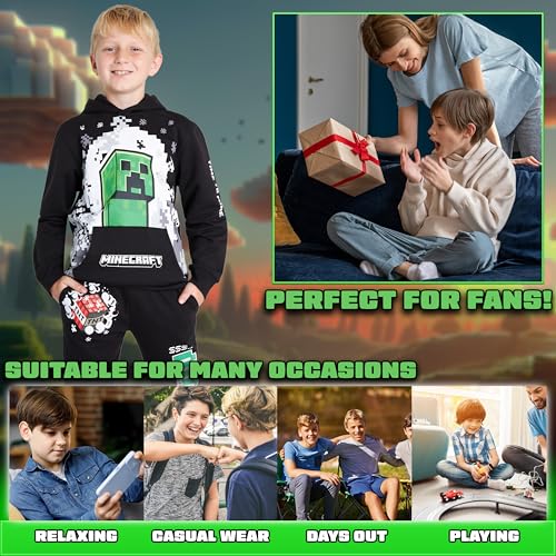 Image of Minecraft Boys Pants Set - Cozy Hoodie and Joggers for Kids - Fun Gifts for Boys