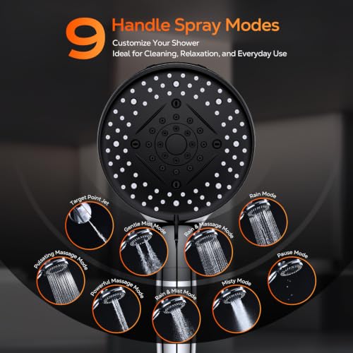 Image of Rain Shower Head with Handheld Showerhead, Polished Chrome