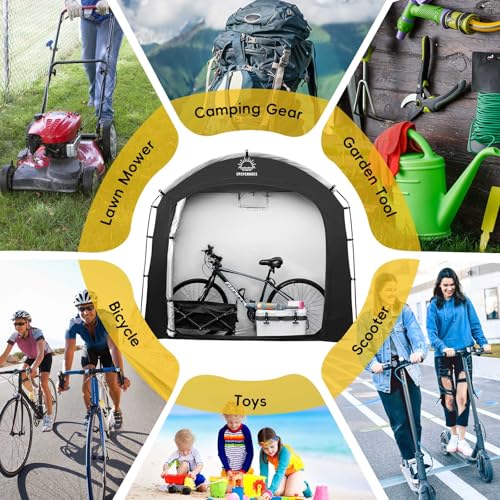 EPCPSHADES Fahrradabstellzelt mit Stahlgestell, wasserabweisend, UV-beständig, für Außenbereich/Garten, PE-Bedeckung mit Reißverschluss, ideal für Fahrräder und Motorräder, Hütte