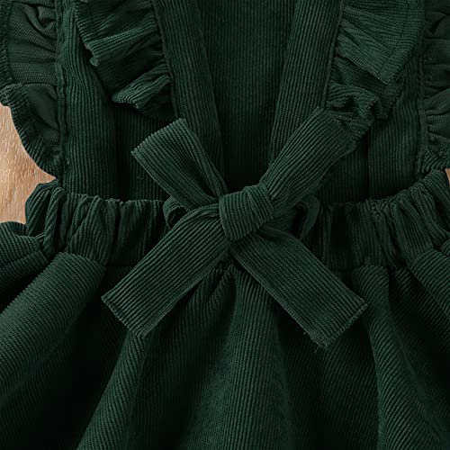 Piacakece Baby Girls Corduroy Suspender Skirt Toddler Girl Ruffled Sleeveless Strap Overalls Skirt Tutu Dress Clothes (A-Dark Green, 4-5 Years) #TOP6