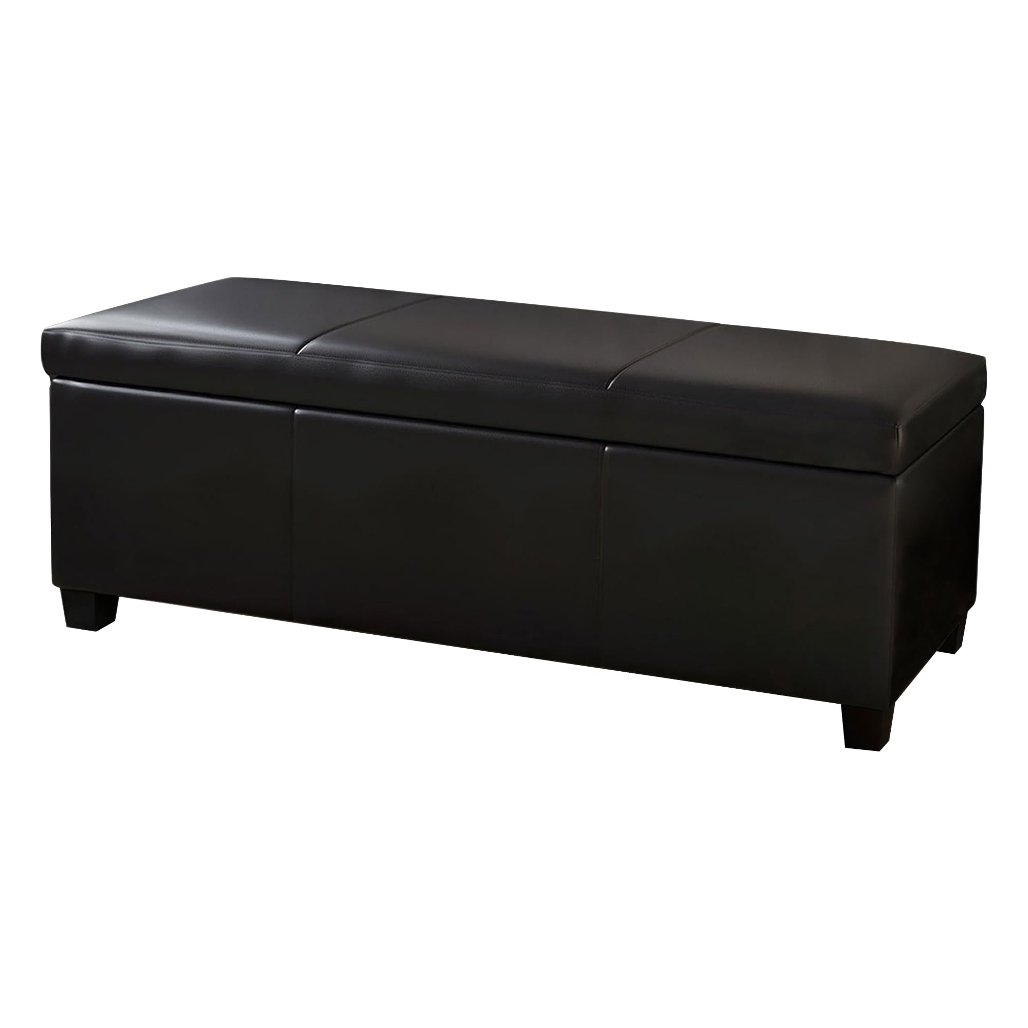 BELLEZE Storage Faux Leather Ottoman, 47 Inch Bench Bedroom Bench with Safety Close Hinge, Extra Long Ottoman with Storage for Living Room, Entryway,