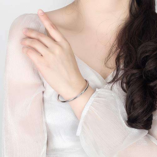 Fashion Smooth Moments Charm 925 Sterling Silver Bracelet Minimalist DIY Women 4MM Bangle Diameter 60-65 -68MM Gold Plated Jewelry Gift2