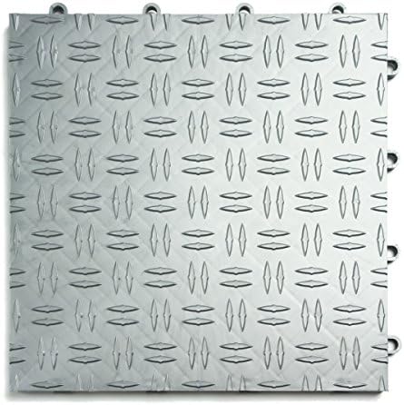 Big Floors GarageTrac Diamond, Durable Copolymer Interlocking Modular Non-Slip Garage Flooring Tile (48 Pack), Alloy