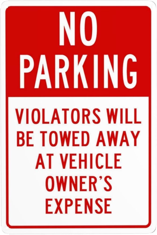 No Parking Violators Will Be Towed Away Metal Warning Signs Cautions Security Tin Sign Safety Posted For Street Business Wall Decor Gift For Women Men 8x12 Inch