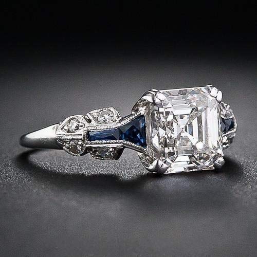 MAIHAOMAIHAO Vintage 2.45ct White Topaz Ring 925 Silver Wedding Engagement Ring Size 6-10 (US Code 9)