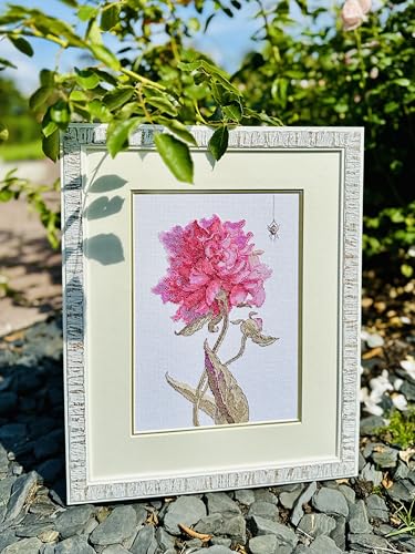 Image of Aine - Peonies. Grace A1008, Cross Stitch Kits 8 inchx11, Cross Stitch Kits for Beginners & Advanced, Crossstitching Kits Adult, Counted Cross Stitch Kits for Adults, Flowers Embroidery Kit